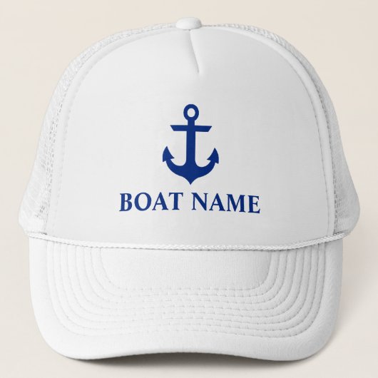 Nautical Boat Name Anchor White Trucker Pet (Voorkant)