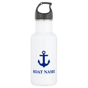 Nautical Boat Name Anchor White Waterfles