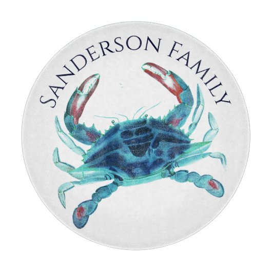 Nautical Boat Name Blauwgroen Crab Snijplank (Voorkant)