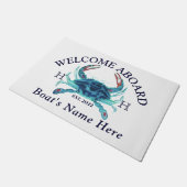 Nautical Boat Name Blauwgroen Crab Welcome Navy Bl Deurmat (Schuin)