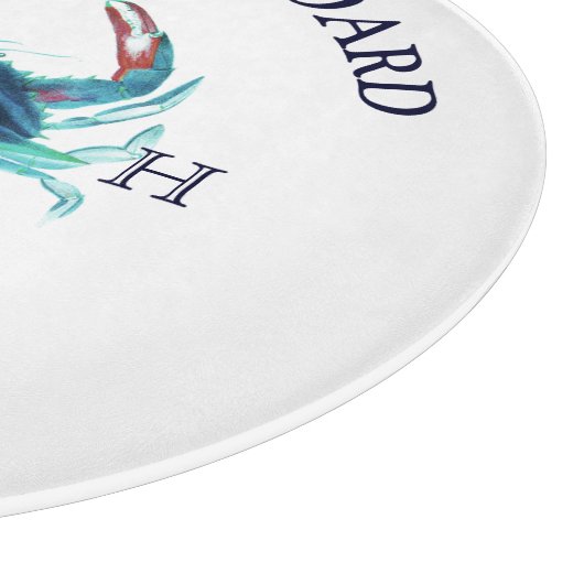 Nautical Boat Name Blauwgroen Crab Welcome Navy Bl Snijplank (Hoek)