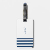 Nautical Boat Name, Blue Anchor Navy Blue Striped Bagagelabel (Achterkant verticaal)