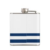 Nautical Boat Name, Blue Anchor Navy Blue Striped Heupfles (Achterkant)