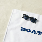 Nautical Boat Name, Blue Anchor Navy Blue Striped Strandlaken (In situ)