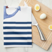 Nautical Boat Name, Blue Anchor Navy Blue Striped Theedoek (Quarter Fold)