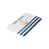 Nautical boat Name,Gold Anchor Navy Blue Stripes Badmat (Gekanteld)