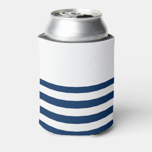 Nautical boat Name,Gold Anchor Navy Blue Stripes Blikjeskoeler (Blikje Achterkant)