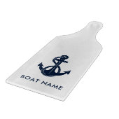 Nautical Boat Name Navy Blue Anchor Custom Snijplank (Hoek)