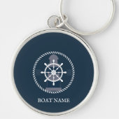 Nautical Boat Name Navy Blue design Sleutelhanger (Voorkant)