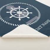 Nautical Boat Name Navy Blue Sherpa Deken (3/4)