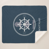 Nautical Boat Name Navy Blue Sherpa Deken (Voorkant (horizontaal))