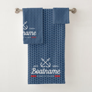 Nautical boat Name Navy Blue Specialized Modern Bad Handdoek