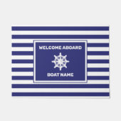Nautical boat Name Navy Blue Striped Design Doorma Deurmat (Voorkant)
