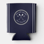 Nautical Boat Name Paddles Rope Navy Blue Welkom Blikjeskoeler (Voorkant)