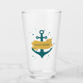 Nautical Boat Name Persoonlijk Glas (Voorkant)