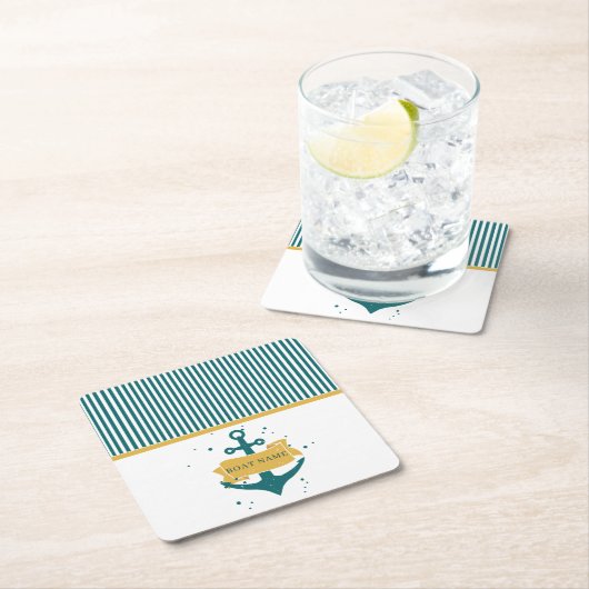 Nautical Boat Name Persoonlijk Kartonnen Onderzetters (Insitu)