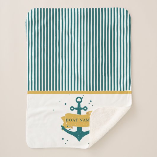 Nautical Boat Name Persoonlijk Sherpa Deken (Voorkant)