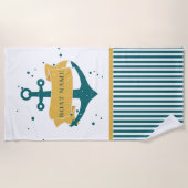 Nautical Boat Name Persoonlijk Strandlaken (Voorkant)