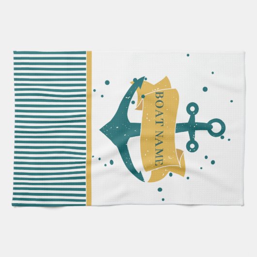 Nautical Boat Name Persoonlijk Theedoek (Horizontaal)