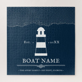 Nautical Boat Name Persoonlijke vuurtoren Legpuzzel