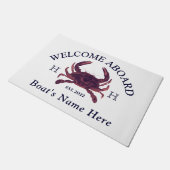 Nautical Boat Name Red Crab Welcome Naval Blue Deu Deurmat (Schuin)