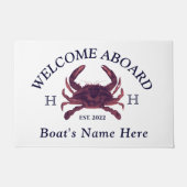 Nautical Boat Name Red Crab Welcome Naval Blue Deu Deurmat (Voorkant)