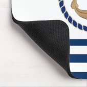 Nautical Boat Name,Retro Anchor Navy Blue Muismat (Hoek)