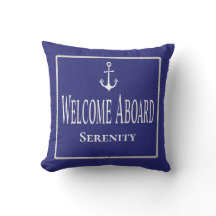 Nautical Boat Name Rope Anchor Blue welkomstthrow