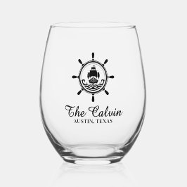 Nautical Boat Name Wijnglas Zonder Voet