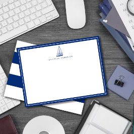 Nautical Boat Navy Custom Note Kaart Notitiekaartje