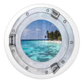 Nautical Boat Porthole Tropical Beach Ocean Keramische Knop (Voorkant)
