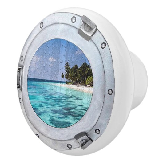 Nautical Boat Porthole Tropical Beach Ocean Keramische Knop (Rechts)