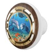 Nautical Boat Porthole Underwater Ocean Dolphin Keramische Knop (Rechts)