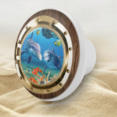 Nautical Boat Porthole Underwater Ocean Dolphin Keramische Knop