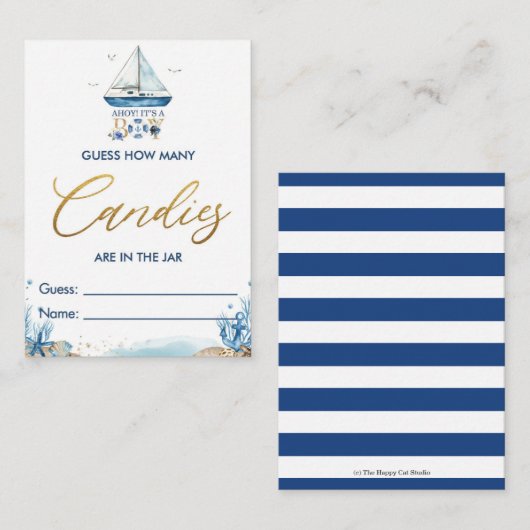 Nautical Boat Raad hoeveel Snoepjes in Jar Game Informatiekaartje (Voorkant / Achterkant)