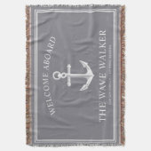 Nautical Boat Welkom | Grijs en wit Deken (Voorkant Verticaal)