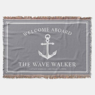 Nautical Boat Welkom   Grijs en wit Deken