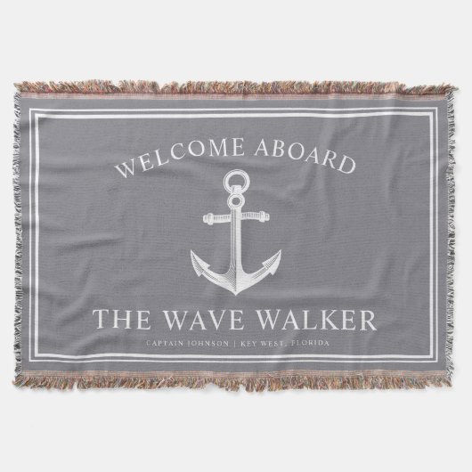 Nautical Boat Welkom | Grijs en wit Deken (Voorkant)