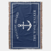 Nautical Boat Welkom | Zeemacht en wit Deken (Voorkant Verticaal)