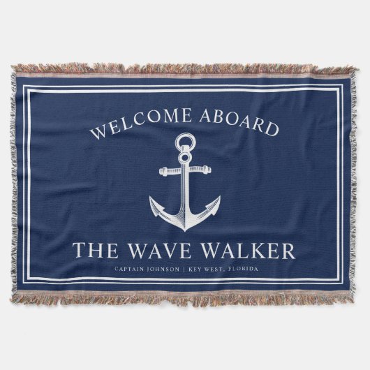 Nautical Boat Welkom | Zeemacht en wit Deken (Voorkant)