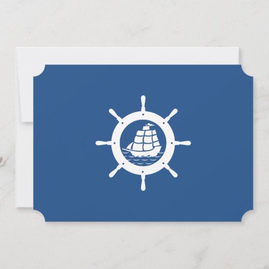 Nautical Boat Wheel Birthday Party nodigt uit Kaart (Achterkant)