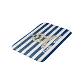 Nautical,Boat Wheel,Blue en White Stripes Badmat (Gekanteld)