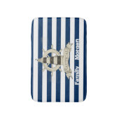 Nautical,Boat Wheel,Blue en White Stripes Badmat (Voorkant Verticaal)