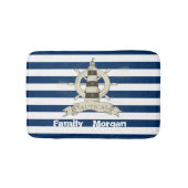 Nautical,Boat Wheel,Blue en White Stripes Badmat (Voorkant)