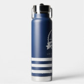 Nautical Boat Wheel Nave Blue Waterfles (Voorkant)