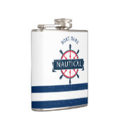 Nautical Boat Wheel, Navy Blue Striped Heupfles (Rechts)