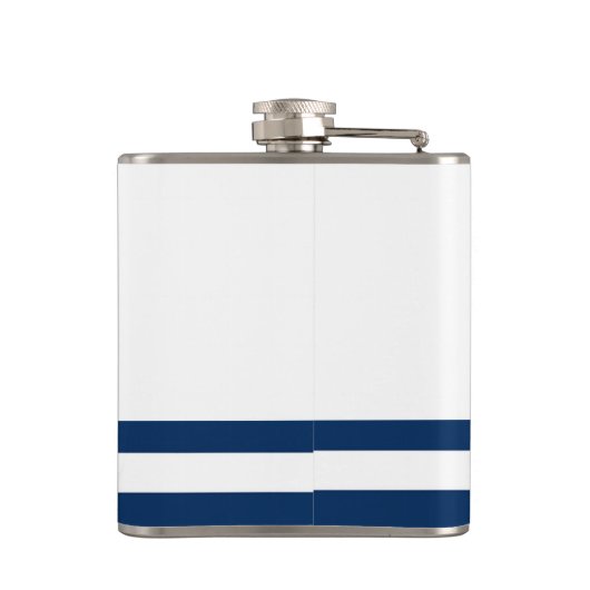 Nautical Boat Wheel, Navy Blue Striped Heupfles (Achterkant)