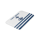 Nautical Boat Wheel, Navy Blue Stripes Badmat (Gekanteld)