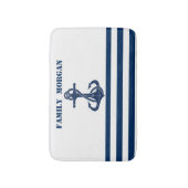 Nautical Boat Wheel, Navy Blue Stripes Badmat (Voorkant Verticaal)