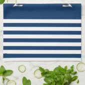 Nautical Boat Wheel, Navy Blue Stripes Theedoek (Gevouwen)